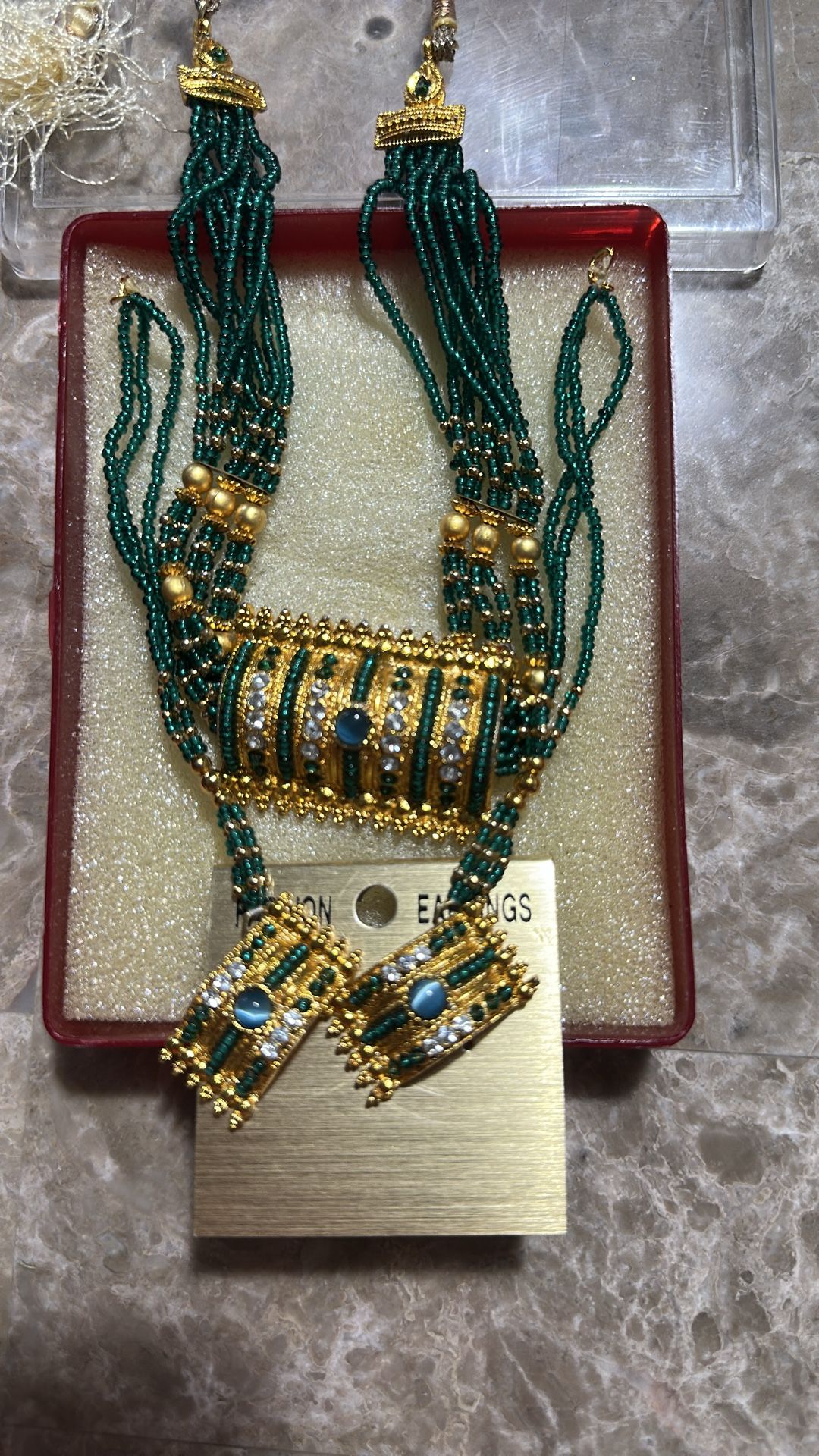 Indian Jewelry Set - Dark Green & Gold - photo 3