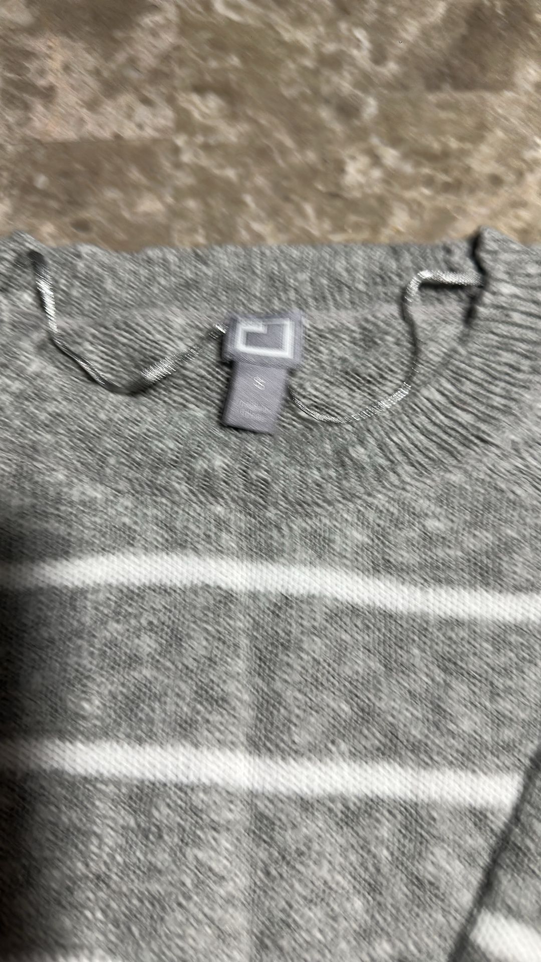Gray and White Striped Long Sleeve Sweater - Size Small - photo 2