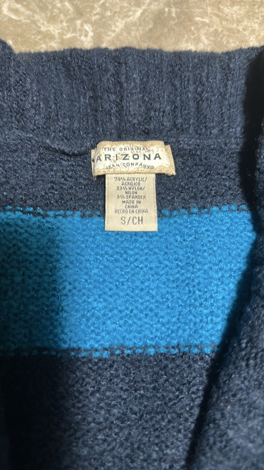 Lightly used blue striped long sleeve warm sweater - photo 2