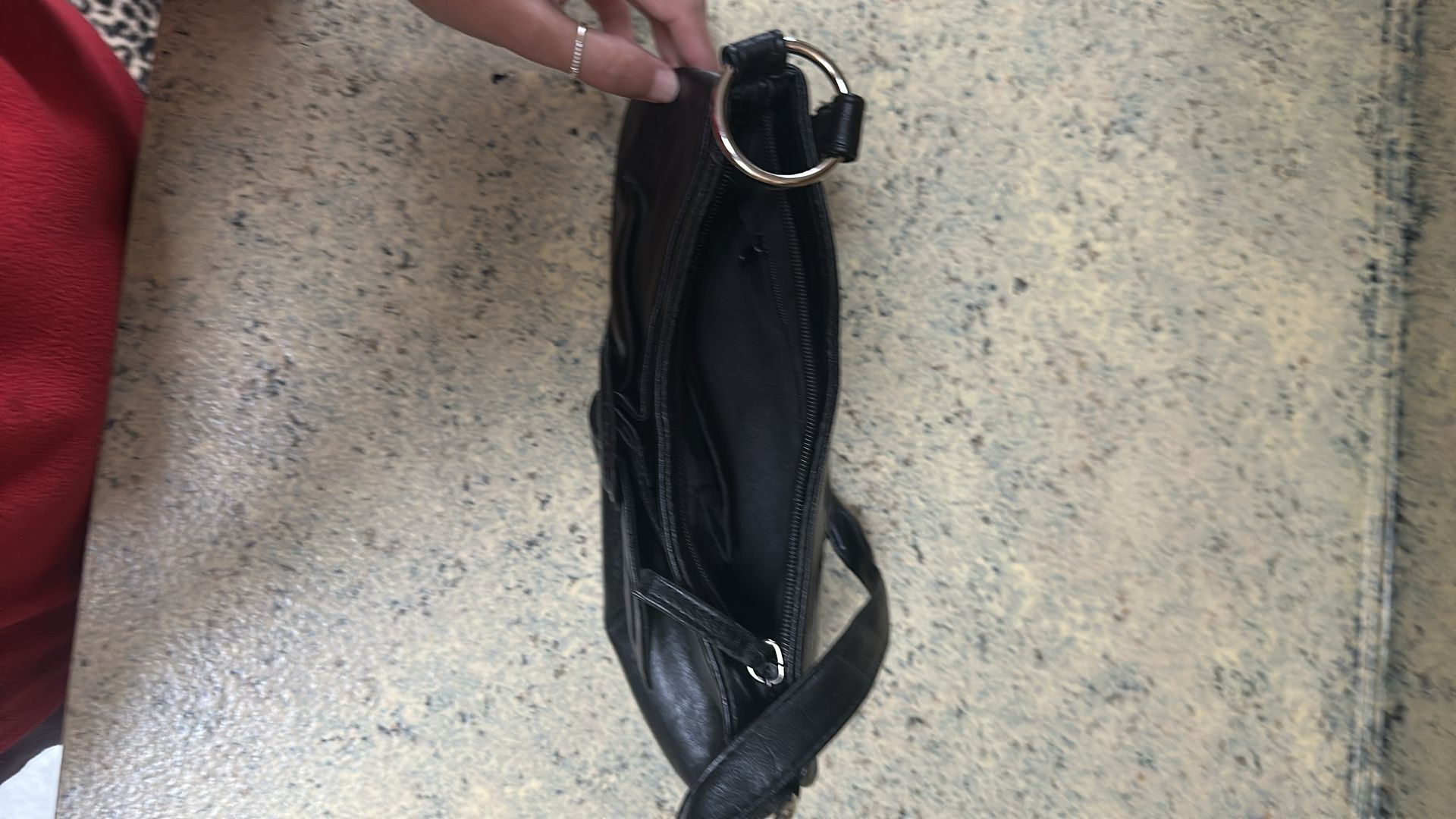 Black lightly used shoulder strap purse with bow tie design - photo 3