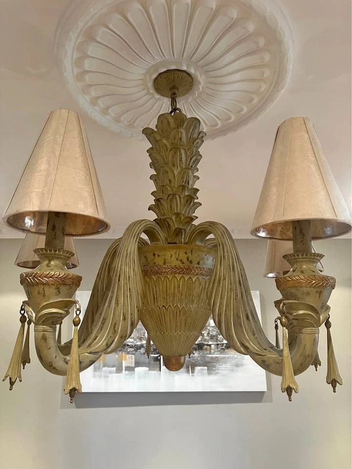 Elegant 5-Light Chandelier - Distressed Gold