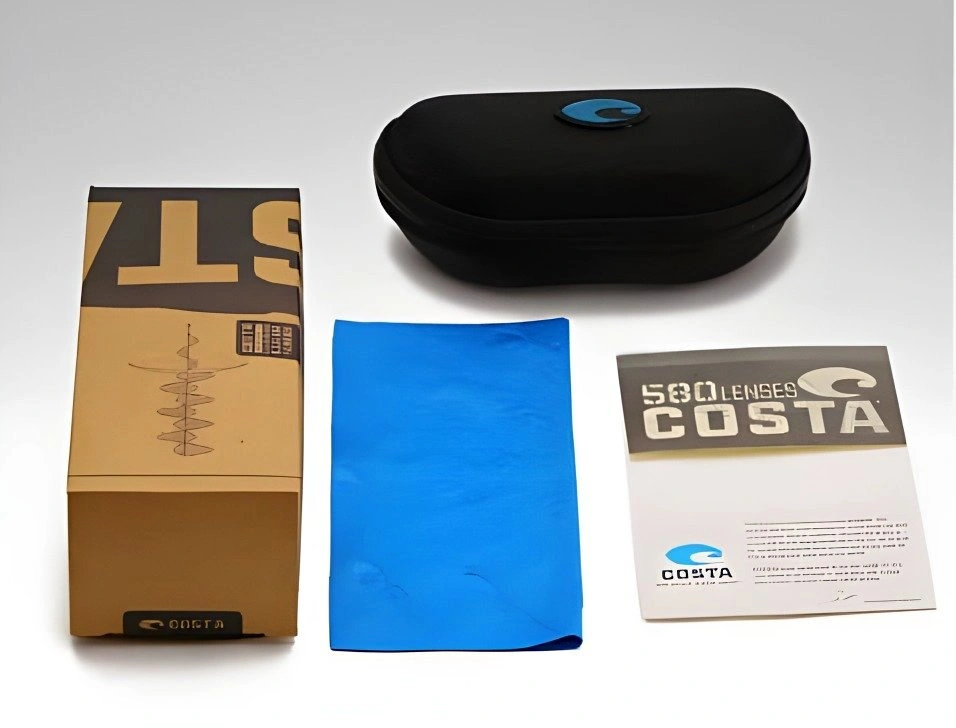Costa Del Mar Sunglasses Zipper Case with Cleaning Cloth and Box