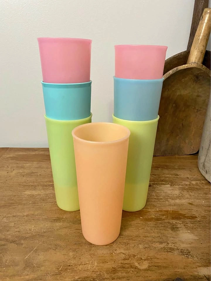 Vintage Tupperware Pastel Stacking Tumblers Set of 7