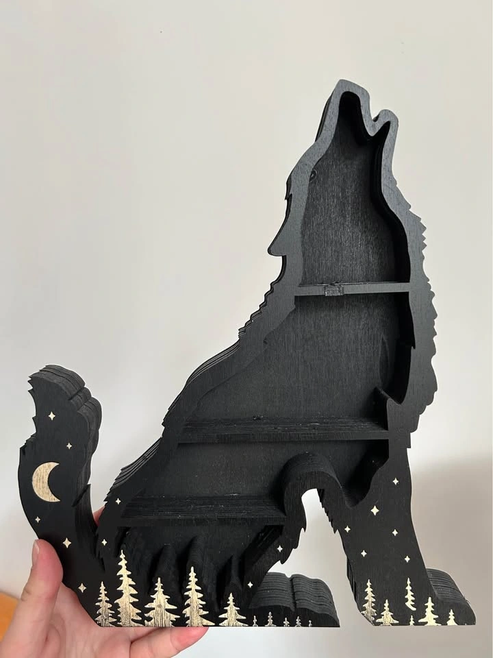 Wooden wolf crystal shelf - photo 2