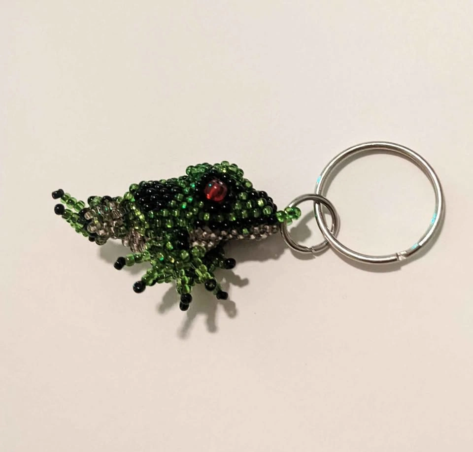 Beaded frog keychain