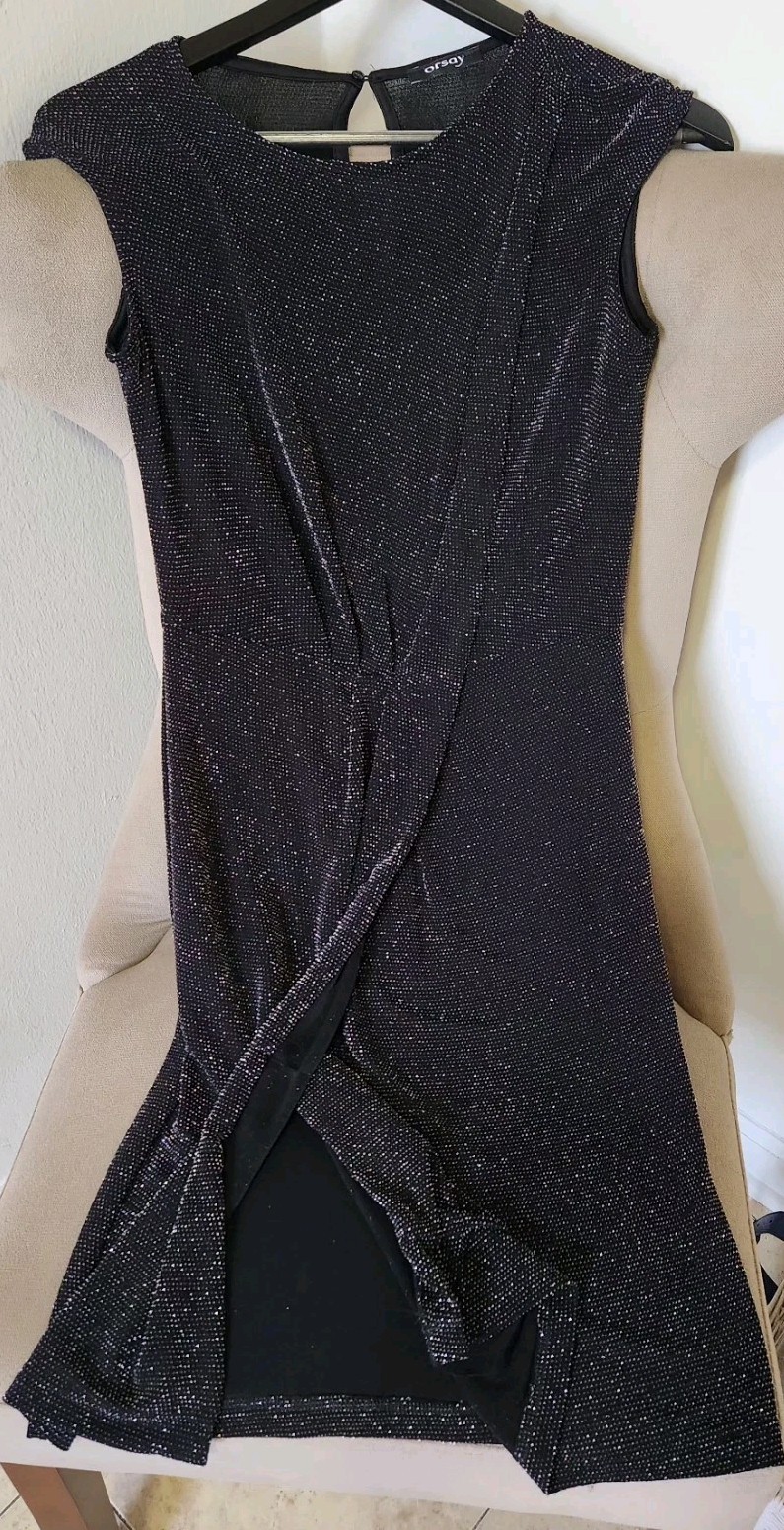 Black Glitter Sparkle Party Dress Women’s Size S Sleeveless Cock