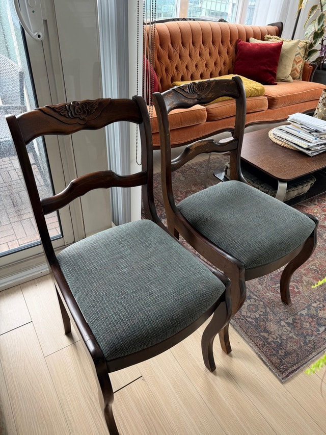 Vintage Wooden Dining Chairs (Set of 2)