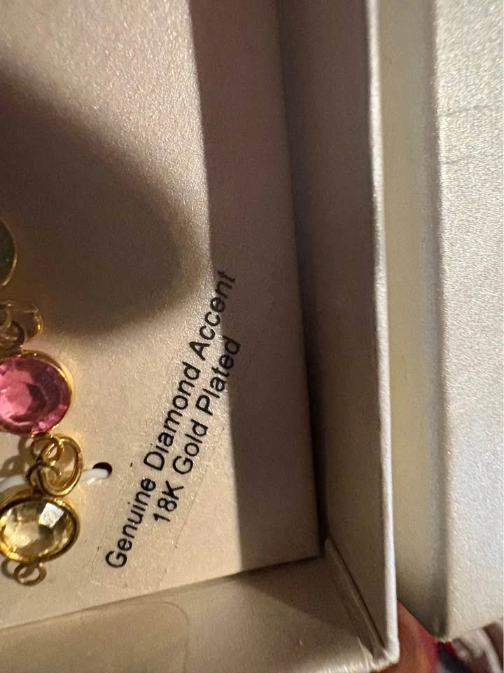 18K Gold Plated Diamond Accent Gemstone Jewelry Set - photo 2