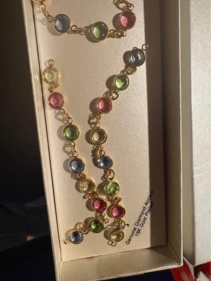 18K Gold Plated Diamond Accent Gemstone Jewelry Set - photo 3