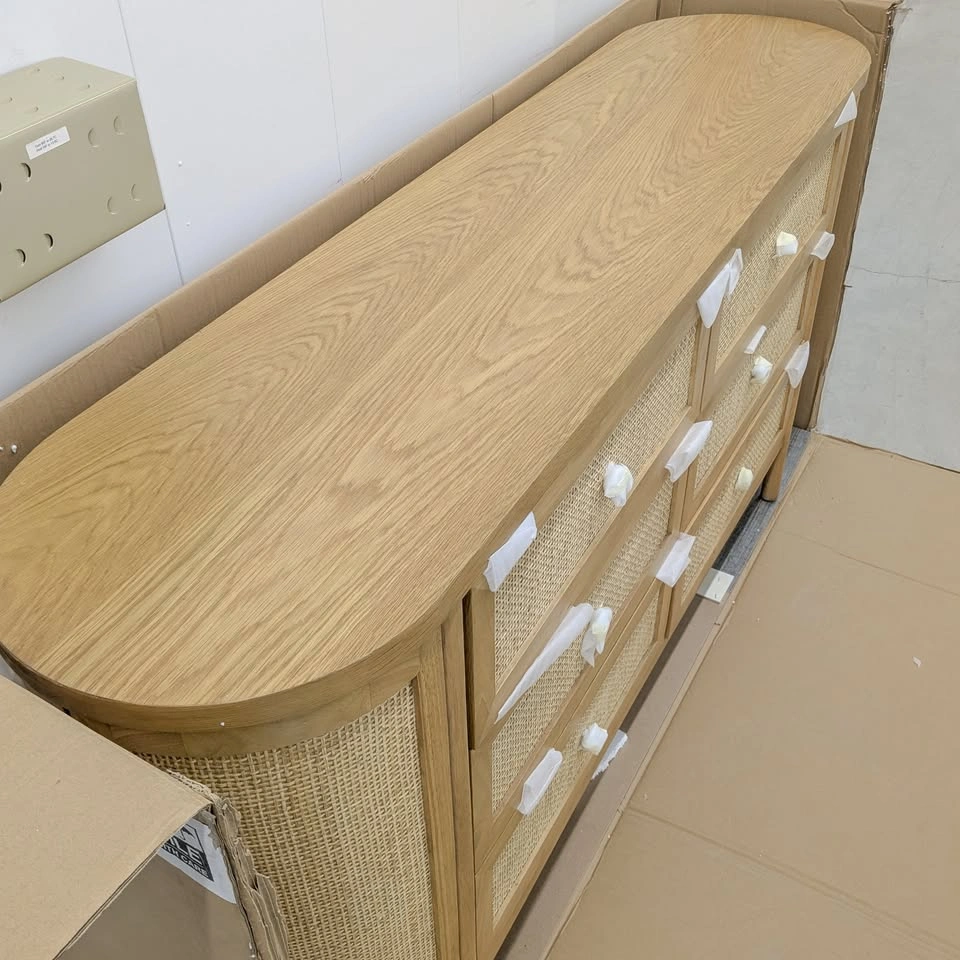 Modern Rattan 6-Drawer Dresser with Side Shelves - photo 3