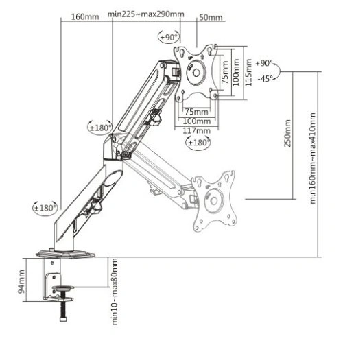 Single Gas Spring Monitor Desk Mount - photo 3