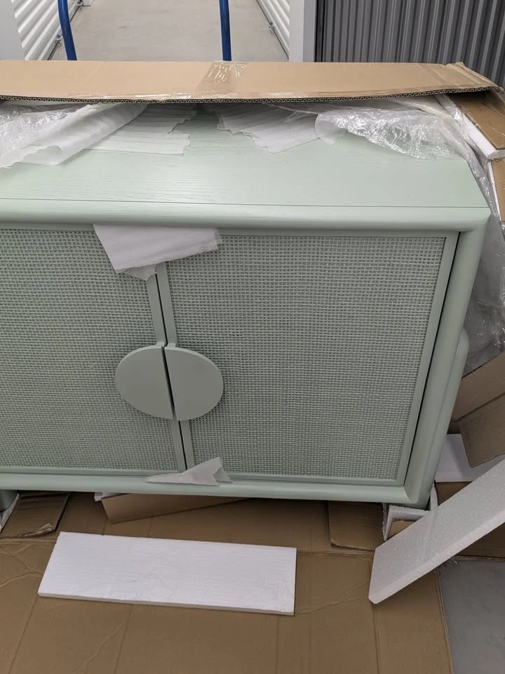 VAST Mint Green Cabinet, Rattan Doors - Brand New - photo 2