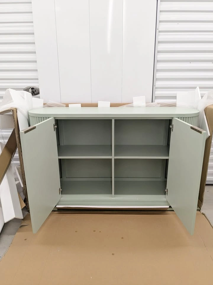 VAST Modern Ribbed Sideboard Cabinet – Soft Green Finish - photo 2