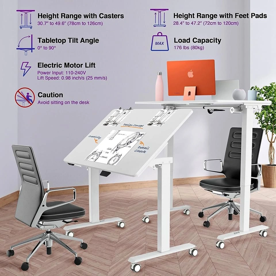 Mobile Standing Desk with Whiteboard Top