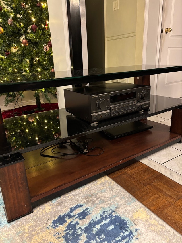 BLACK GLASS TV STAND WITH MOUNT - photo 4