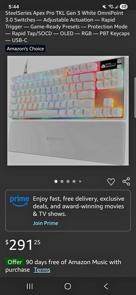 SteelSeries Apex Pro TKL Gen 3 (White) - Brand New Sealed