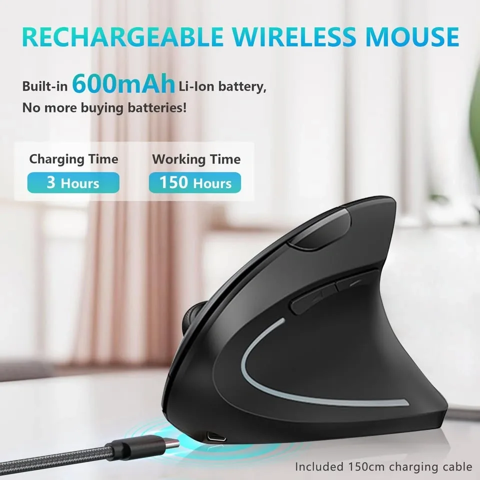 Lexvey Ergonomic Vertical Wireless Mouse Rechargeable USB-A - photo 3