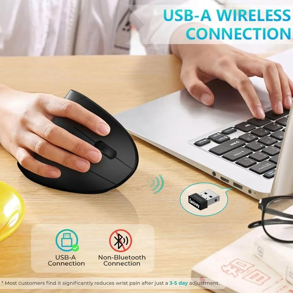 Lexvey Ergonomic Vertical Wireless Mouse Rechargeable USB-A - photo 4