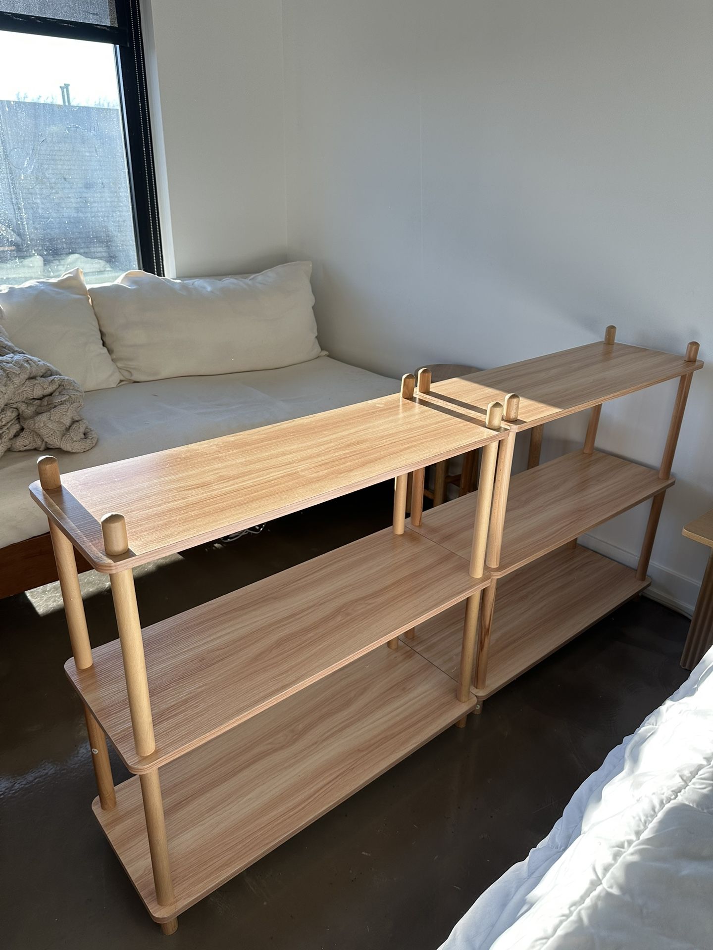 Pair of 3-Tier Wood Shelving Units - photo 2