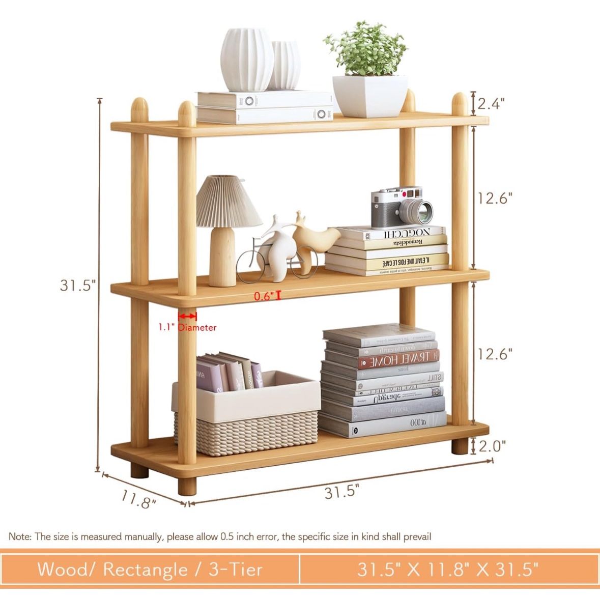 Pair of 3-Tier Wood Shelving Units - photo 3