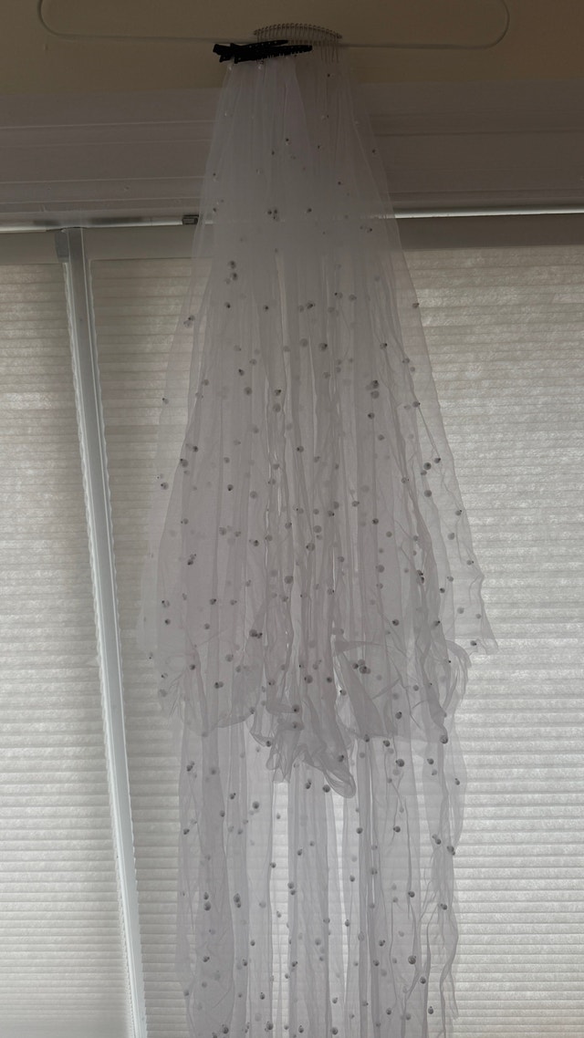 90” Pearled Chapel Veil with Blusher - photo 3