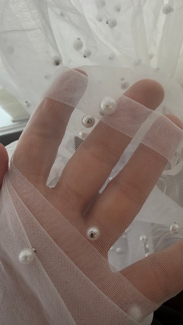 90” Pearled Chapel Veil with Blusher - photo 4