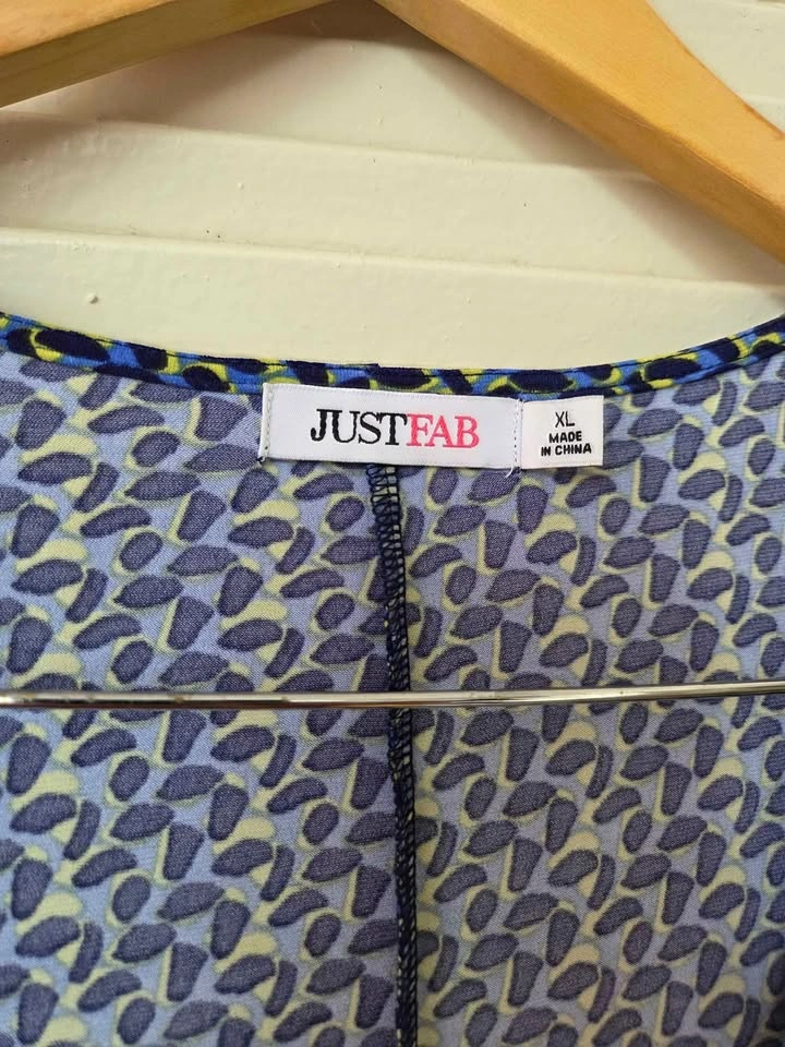 JustFab Dress, Blue/Yellow Pattern, Size L - photo 2