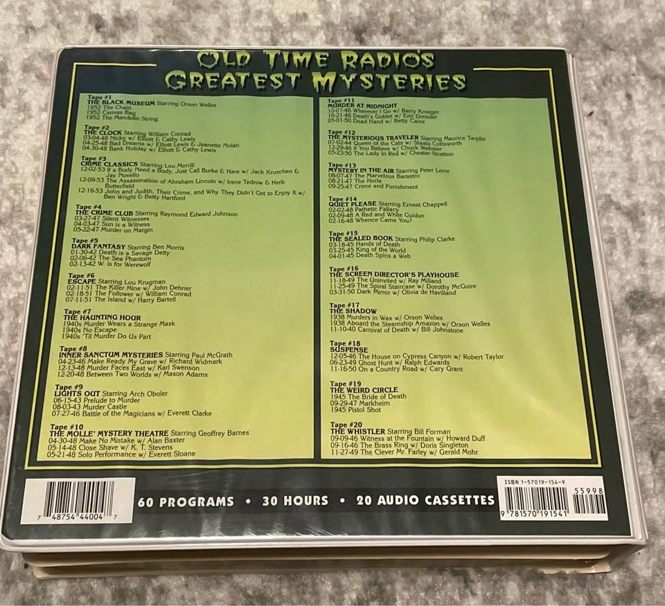 Old Time Radio's Greatest Mysteries 20 Cassettes - photo 2
