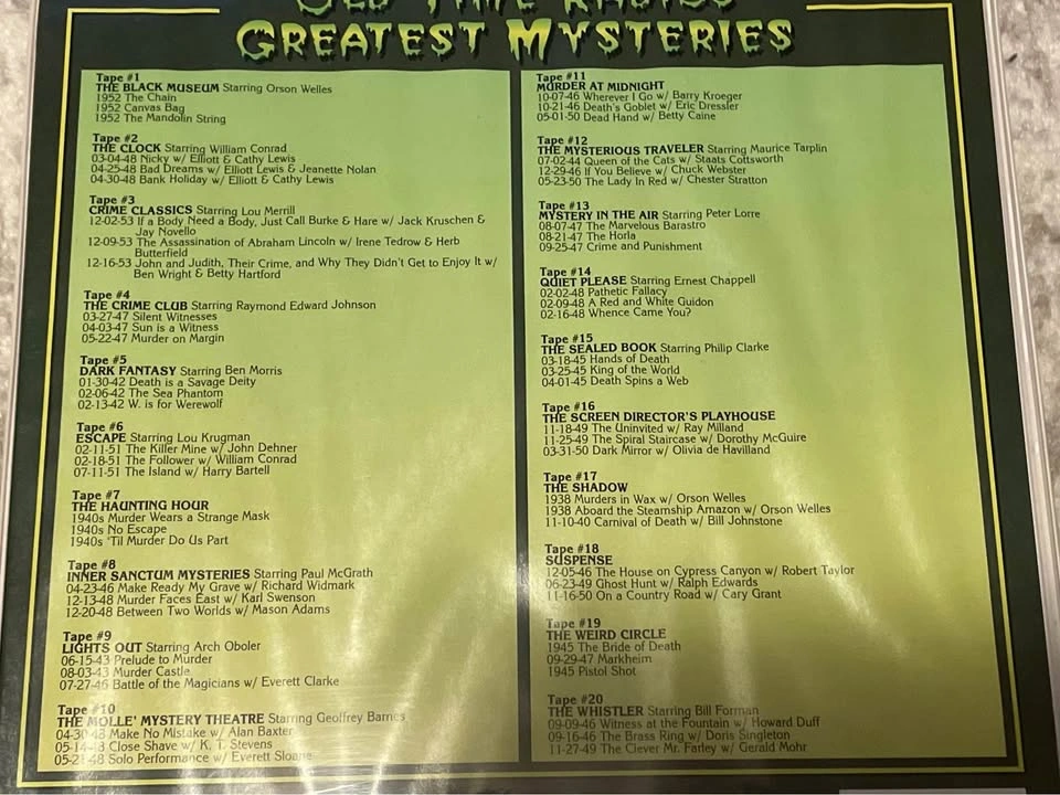 Old Time Radio's Greatest Mysteries 20 Cassettes - photo 3
