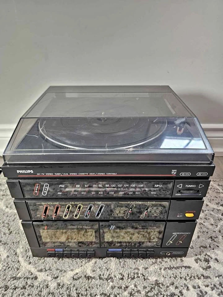 Vintage Philips All-in-One Stereo System (Turntable + Cassette +