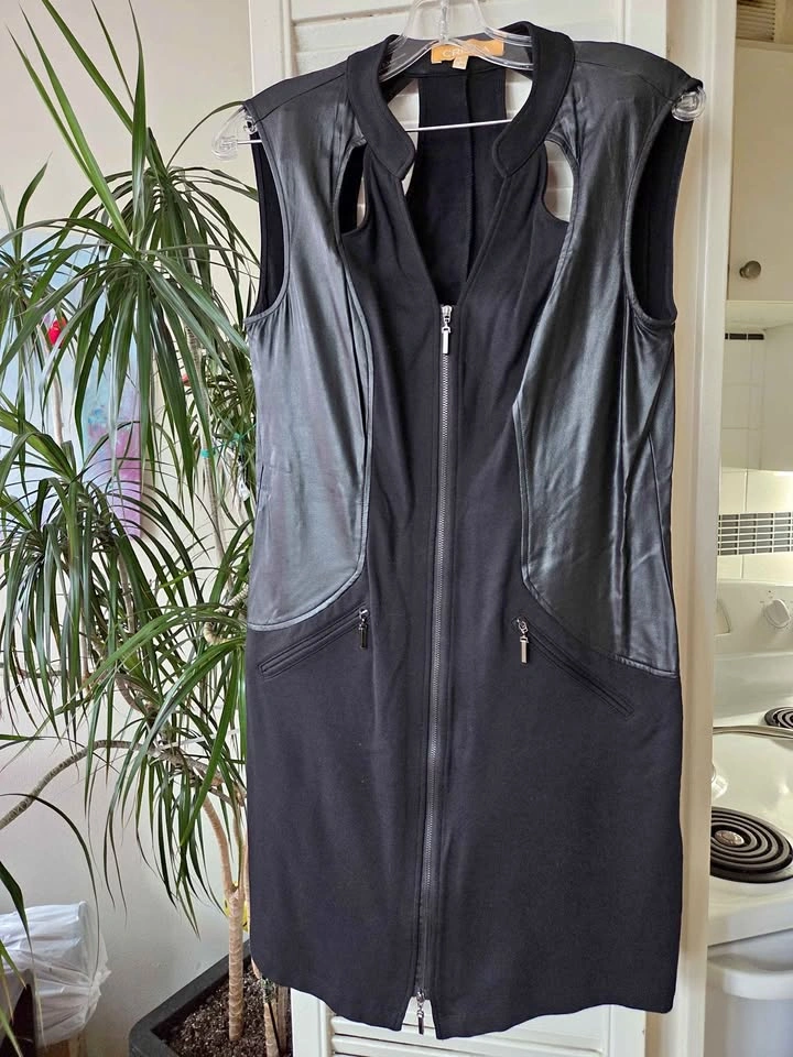 Black Party Dress - Fabric/Faux Leather