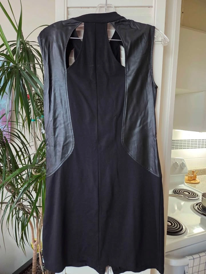 Black Party Dress - Fabric/Faux Leather - photo 2
