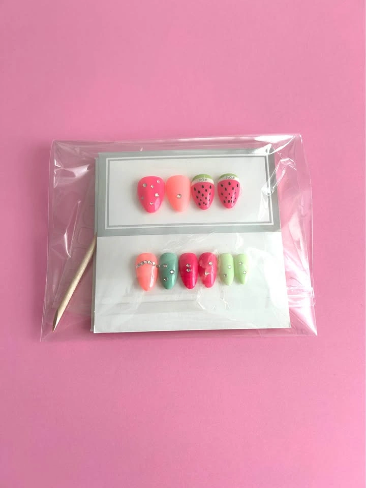Press on nails watermelon summer design - photo 4
