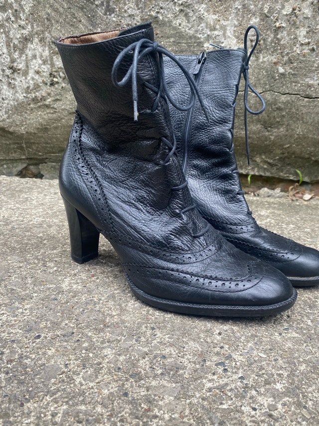 Peter Kaiser Women's Black Leather Ankle Boots Sz 8