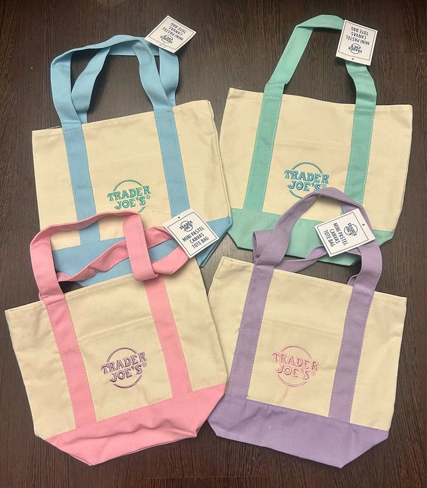 Trader Joe’s Mini Pastel Canvas Totes - Brand New Set!