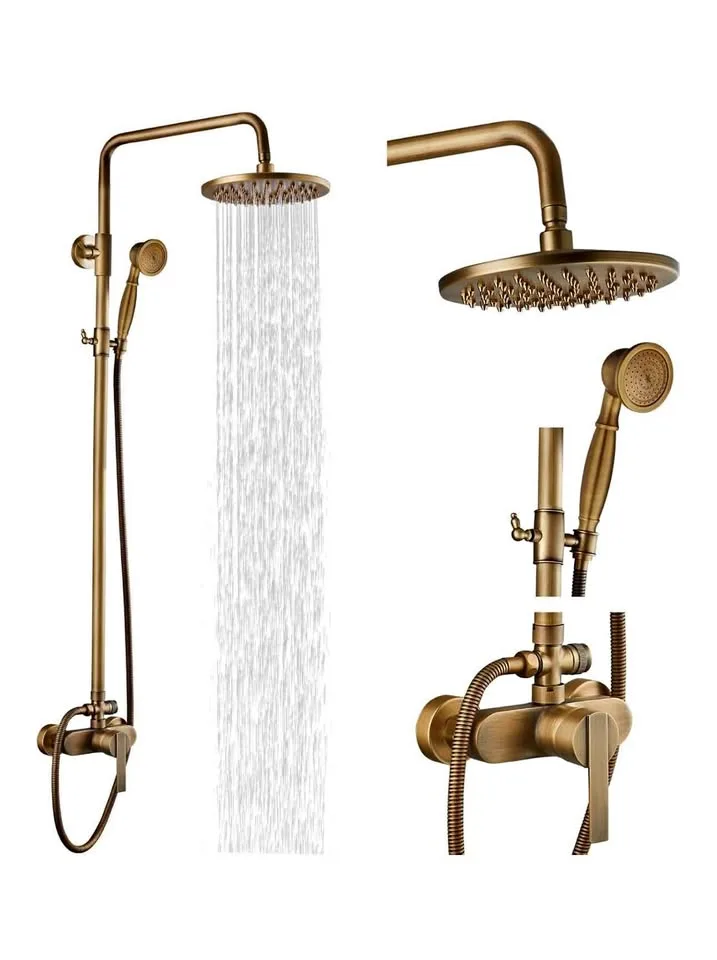 Antique Brass Shower System Solid copper Adjustable BNIB thumbnail