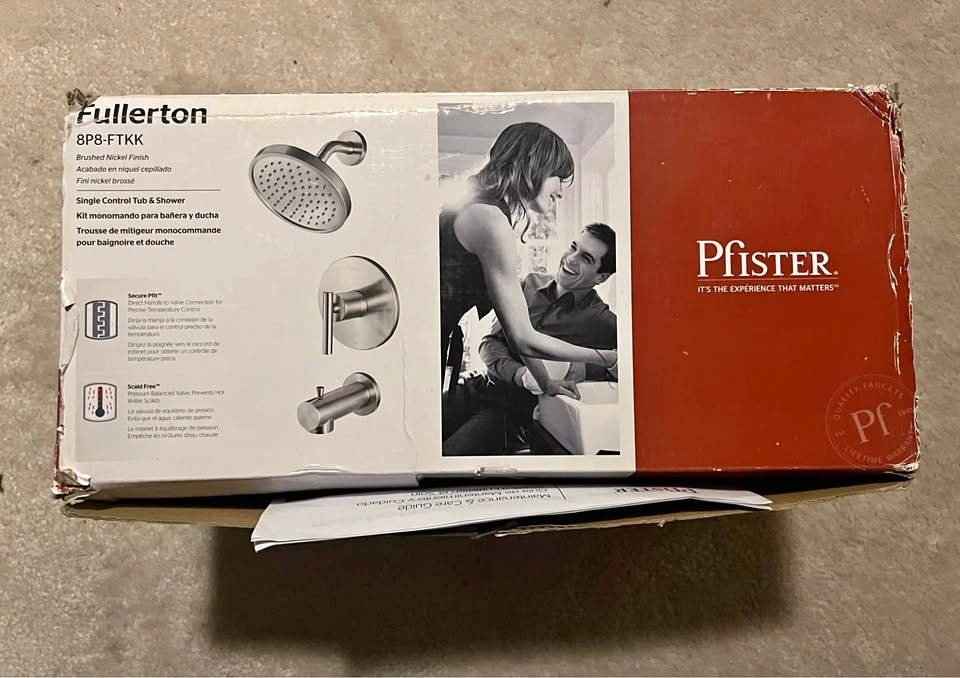 Pfister Tub & Shower Valve + Trim Kit Fullerton Brushed Nickel