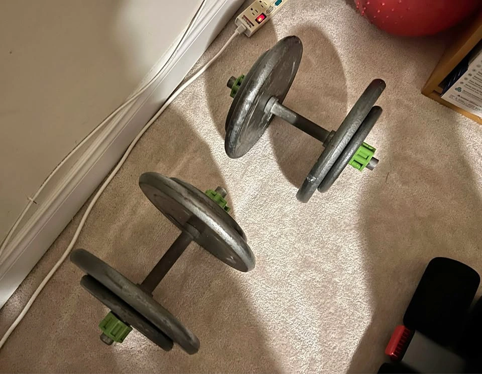 148LB Cast Iron Weights + Dumbbell Handles & Collars