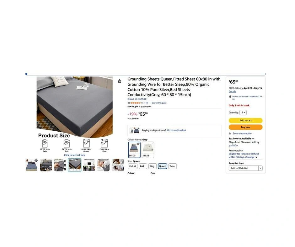 BNIB Grounding Queen Fitting Sheet 60x80
