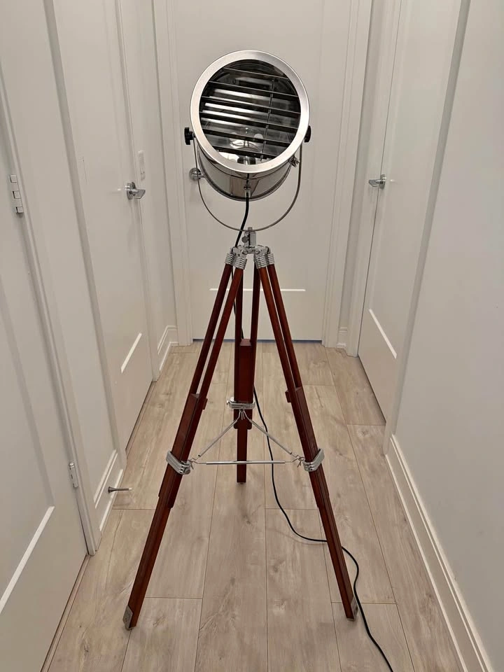 Vintage Spotlight Tripod Floor Lamp - Industrial / Nautical