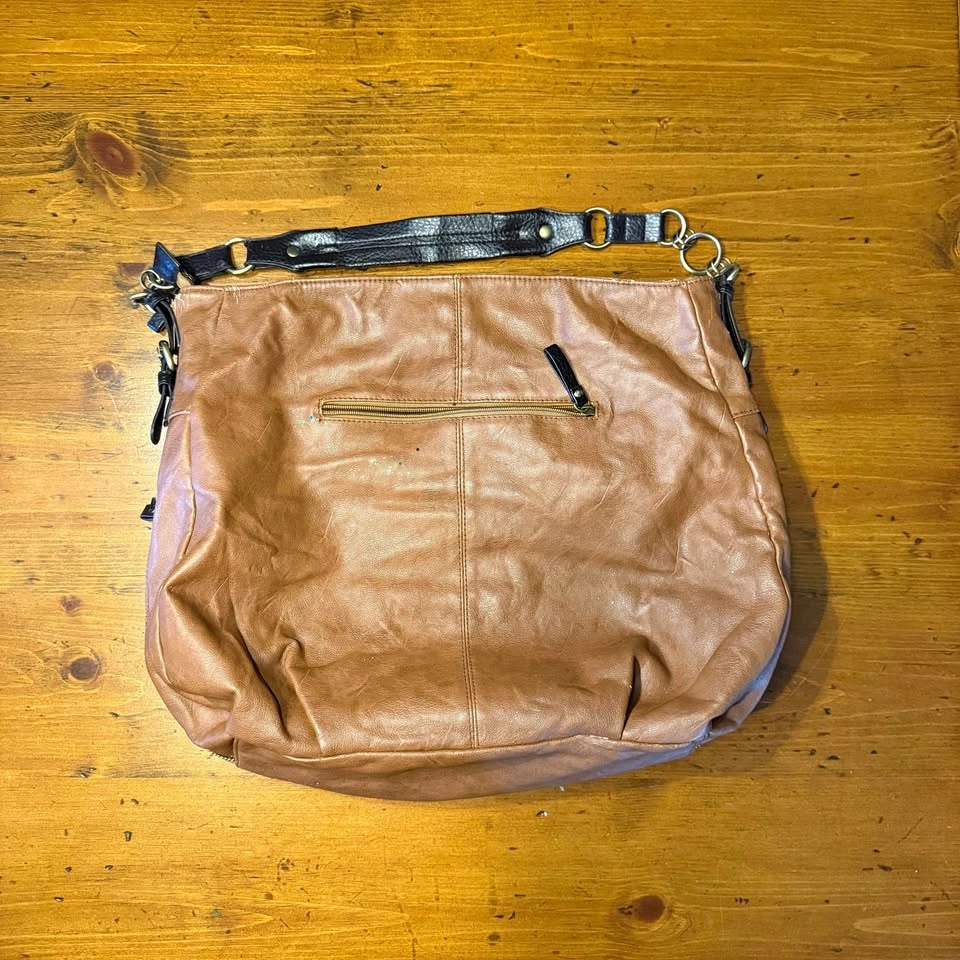 Hobo Bag, Brown w Black Strap