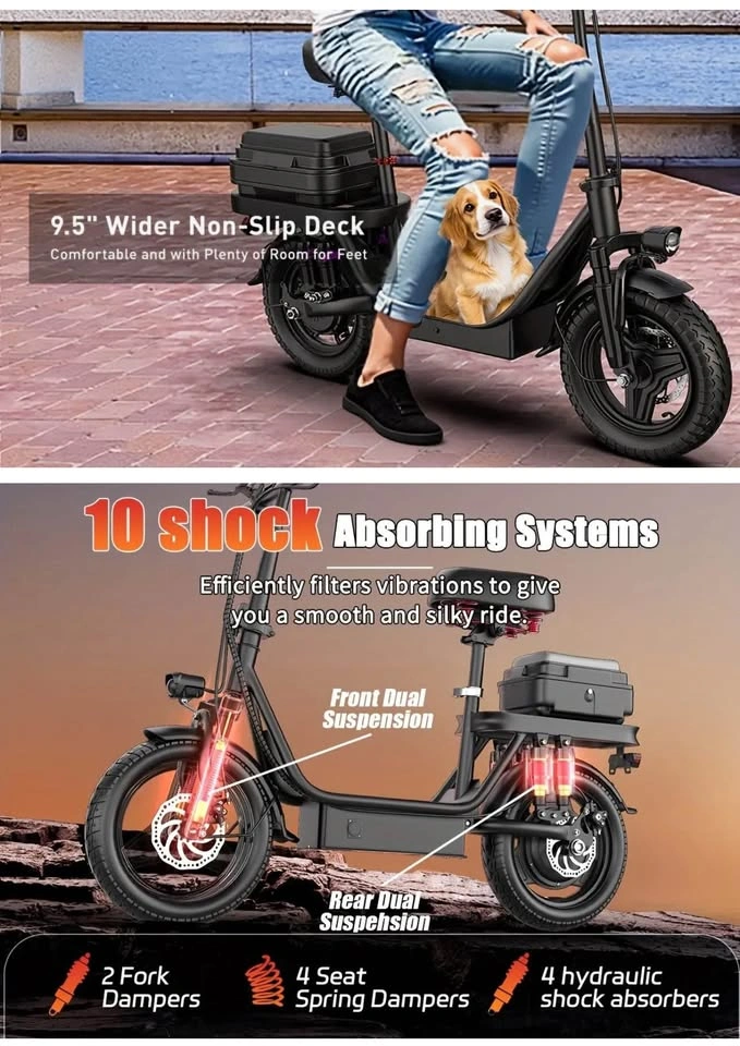GQ8 BLACK-10 SHOCK ABSORBER-15AH ADULT ELECTRIC SCOOTER FOR SALE - photo 2