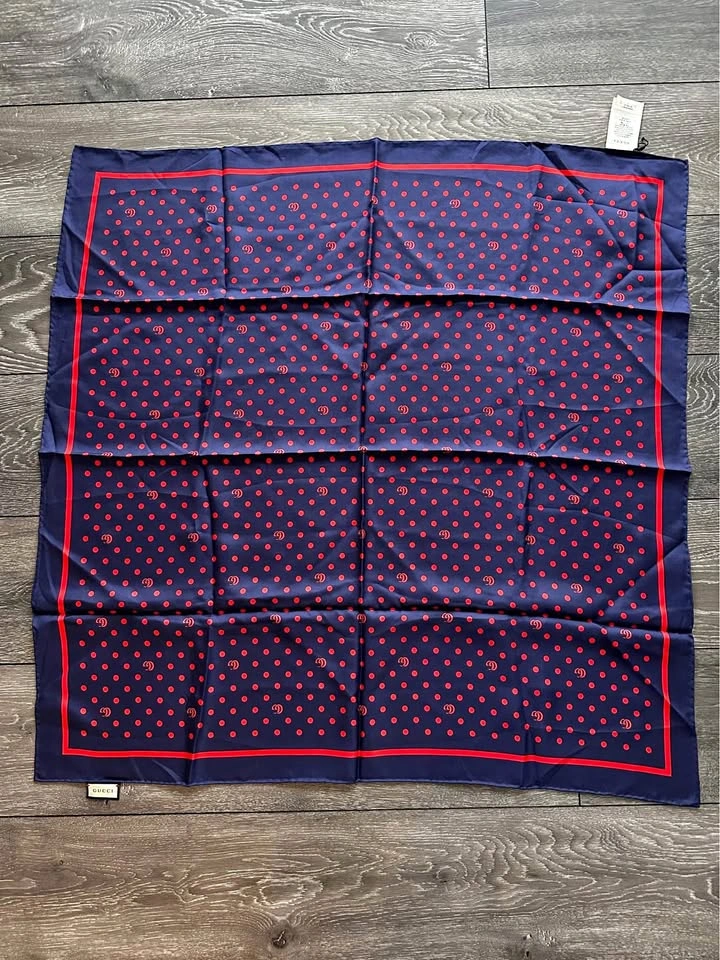 Brand New Gucci Polka Dots Silk Scarf