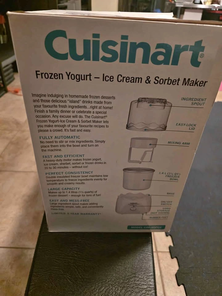 Brand New! Cuisinart Ice Cream and Sorbet Maker