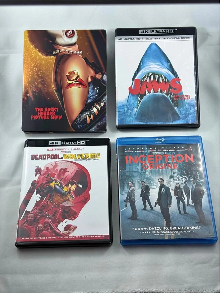 4K UHD & Blu-ray Movies: Rocky Horror, Jaws, Inception, Deadpool