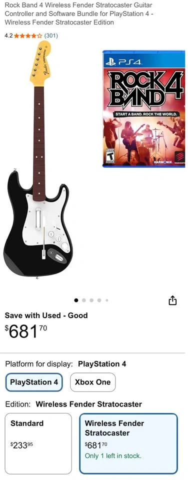 Rock Band 4 Wireless Fender Stratocaster Guitar Controller and S - photo 2
