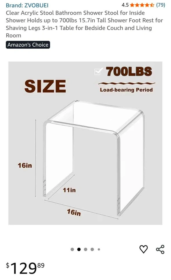 Clear Acrylic Stool / Side Table - Brand New - photo 2