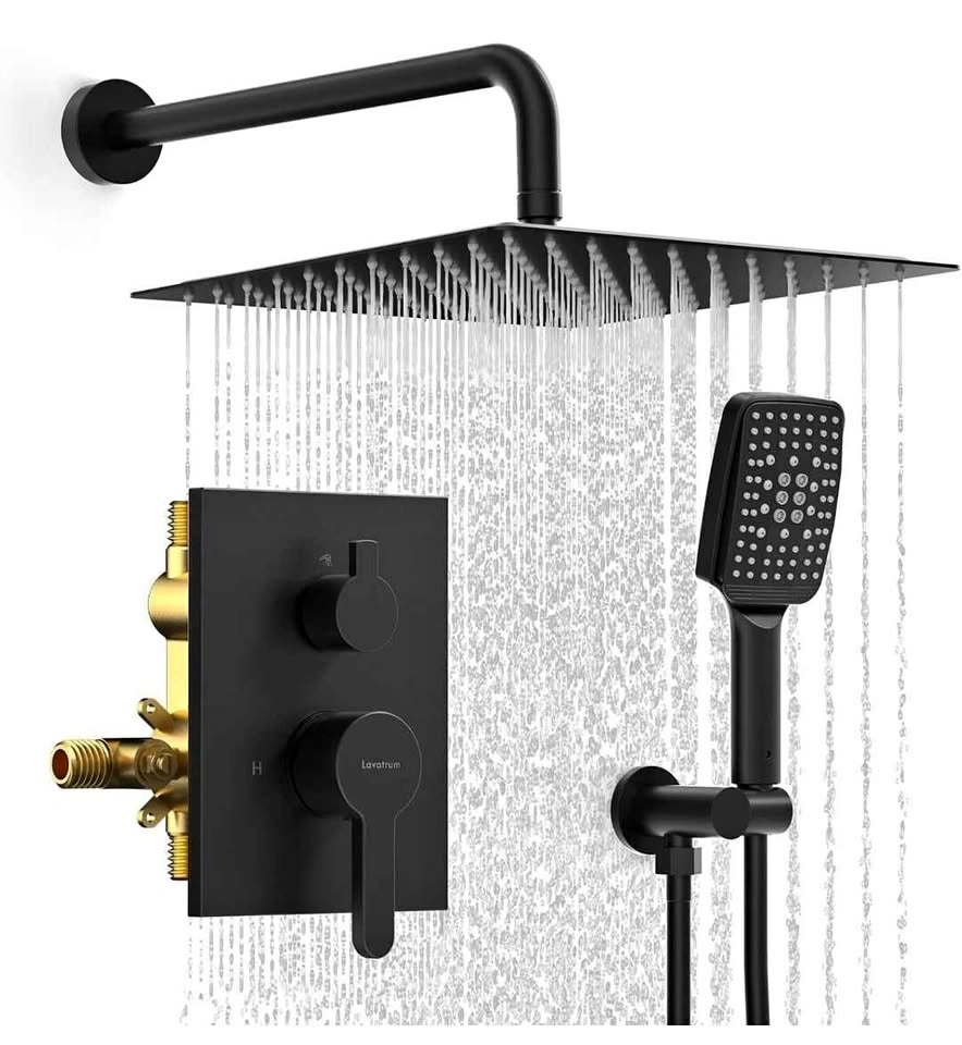 Luxury Rain Shower System (12") – Matte Black – BRAND NEW