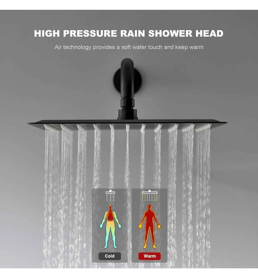Luxury Rain Shower System (12") – Matte Black – BRAND NEW - photo 3