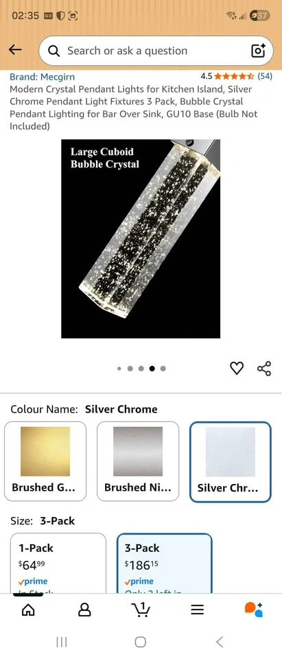 Modern Crystal Pendant Lights (3-Pack) - Brand New - photo 2